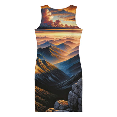 Alpen in Abenddämmerung: Acrylgemälde mit beleuchteten Berggipfeln - Langes Damen Kleid (All-Over Print) berge xxx yyy zzz