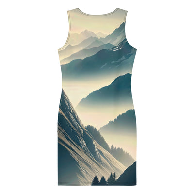 Morgendlicher Steinbock auf Alpengipfel, steile Berghänge - Langes Damen Kleid (All-Over Print) berge xxx yyy zzz