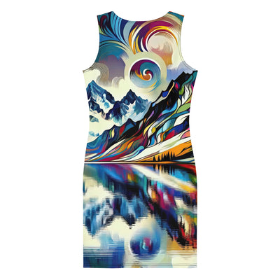 Alpensee im Zentrum eines abstrakt-expressionistischen Alpen-Kunstwerks - Langes Damen Kleid (All-Over Print) berge xxx yyy zzz