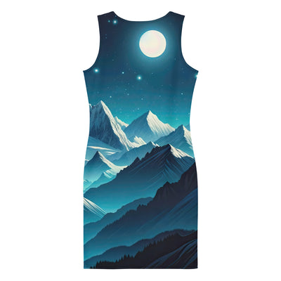 Sternenklare Nacht über den Alpen, Vollmondschein auf Schneegipfeln - Langes Damen Kleid (All-Over Print) berge xxx yyy zzz