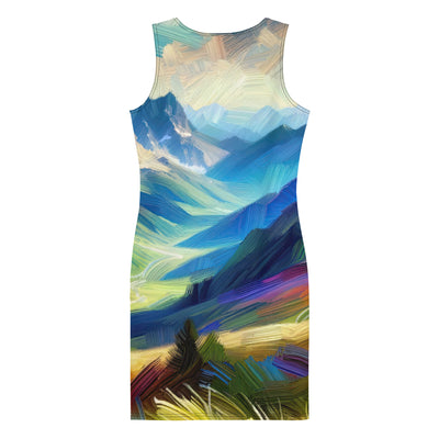 Impressionistische Alpen, lebendige Farbtupfer und Lichteffekte - Langes Damen Kleid (All-Over Print) berge xxx yyy zzz