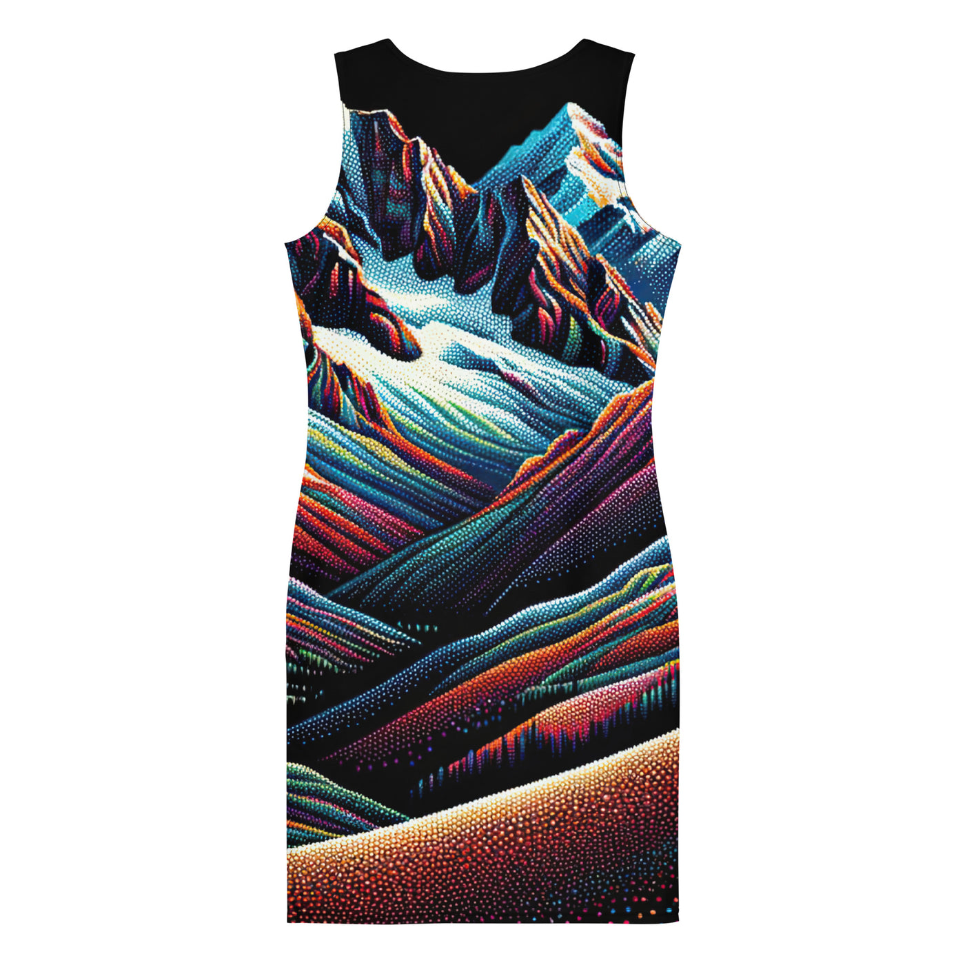 Pointillistische Darstellung der Alpen, Farbpunkte formen die Landschaft - Langes Damen Kleid (All-Over Print) berge xxx yyy zzz
