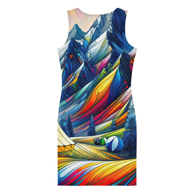 Surreale Alpen in abstrakten Farben, dynamische Formen der Landschaft - Langes Damen Kleid (All-Over Print) camping xxx yyy zzz