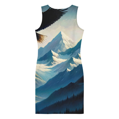 Ölgemälde eines Adlers vor schneebedeckten Bergsilhouetten - Langes Damen Kleid (All-Over Print) berge xxx yyy zzz