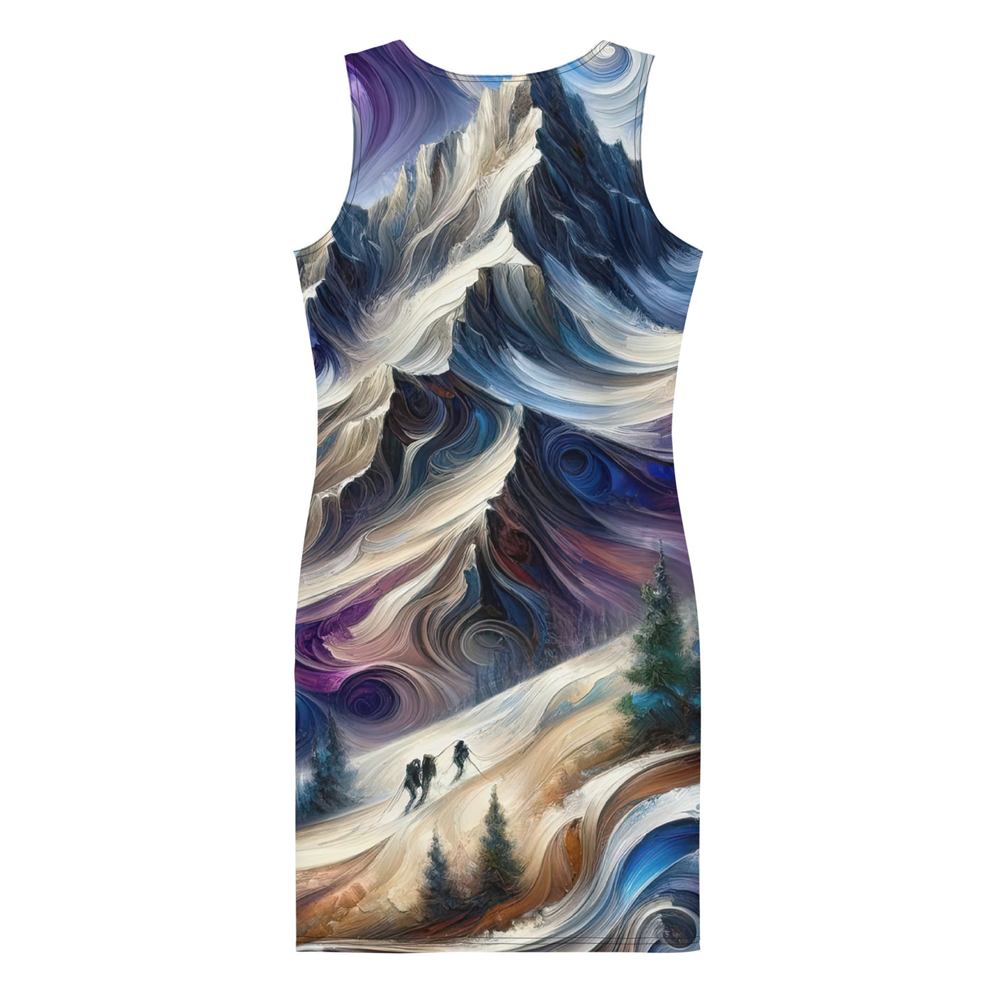 Ölgemälde der Alpen in abstraktem Expressionismus, wilde Naturdarstellung - Langes Damen Kleid (All-Over Print) berge xxx yyy zzz
