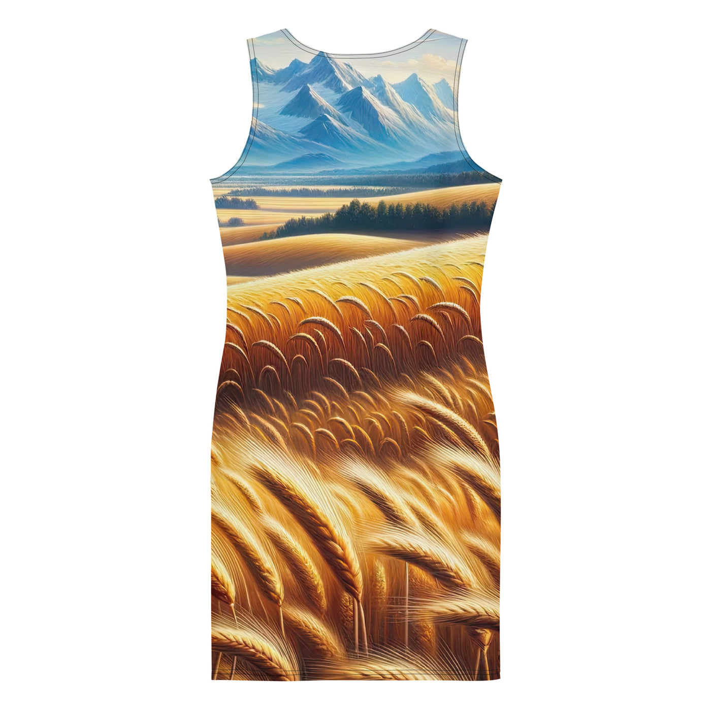 Ölgemälde eines weiten bayerischen Weizenfeldes, golden im Wind (TR) - Langes Damen Kleid (All-Over Print) xxx yyy zzz