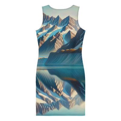 Ölgemälde eines unberührten Sees, der die Bergkette spiegelt - Langes Damen Kleid (All-Over Print) berge xxx yyy zzz