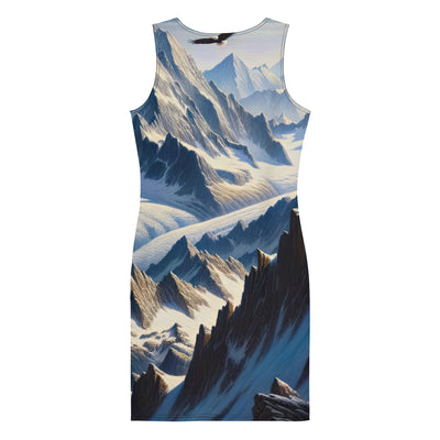 Ölgemälde der Alpen mit hervorgehobenen zerklüfteten Geländen im Licht und Schatten - Langes Damen Kleid (All-Over Print) berge xxx yyy zzz
