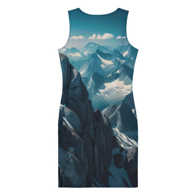 Foto der Alpen mit Gipfelkreuz an einem klaren Tag, schneebedeckte Spitzen vor blauem Himmel - Langes Damen Kleid (All-Over Print) berge xxx yyy zzz