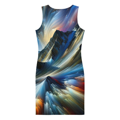 Foto der Alpen in abstrakten Farben mit Bergsteigersilhouette - Langes Damen Kleid (All-Over Print) wandern xxx yyy zzz