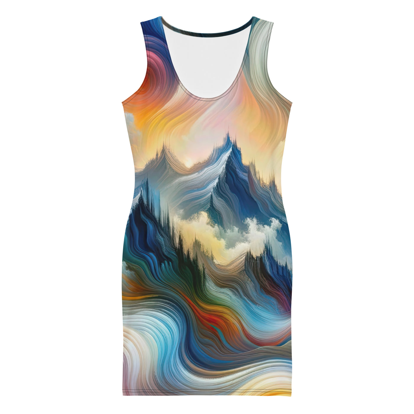Ätherische schöne Alpen in lebendigen Farbwirbeln - Abstrakte Berge - Langes Damen Kleid (All-Over Print) berge xxx yyy zzz XL