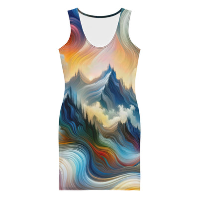 Ätherische schöne Alpen in lebendigen Farbwirbeln - Abstrakte Berge - Langes Damen Kleid (All-Over Print) berge xxx yyy zzz
