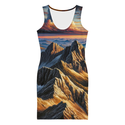 Alpen in Abenddämmerung: Acrylgemälde mit beleuchteten Berggipfeln - Langes Damen Kleid (All-Over Print) berge xxx yyy zzz