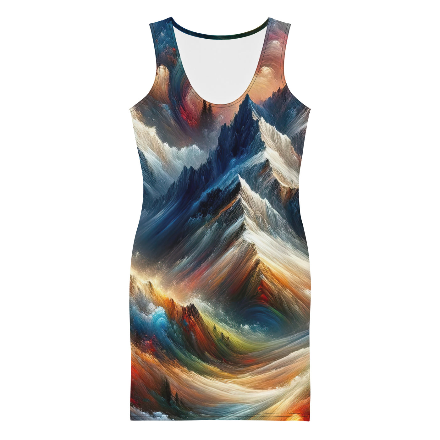 Expressionistische Alpen, Berge: Gemälde mit Farbexplosion - Langes Damen Kleid (All-Over Print) berge xxx yyy zzz XL