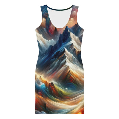 Expressionistische Alpen, Berge: Gemälde mit Farbexplosion - Langes Damen Kleid (All-Over Print) berge xxx yyy zzz