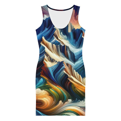 Abstrakte Kunst der Alpen mit lebendigen Farben und wirbelnden Mustern, majestätischen Gipfel und Täler - Langes Damen Kleid (All-Over Print) berge xxx yyy zzz