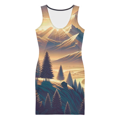 Alpen-Morgendämmerung, erste Sonnenstrahlen auf Schneegipfeln - Langes Damen Kleid (All-Over Print) berge xxx yyy zzz