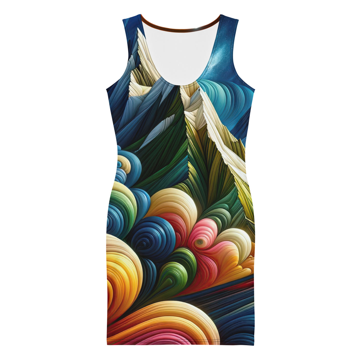 Abstrakte Bergwelt in lebendigen Farben mit Zelt - Langes Damen Kleid (All-Over Print) camping xxx yyy zzz XL