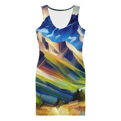 Impressionistische Alpen, lebendige Farbtupfer und Lichteffekte - Langes Damen Kleid (All-Over Print) berge xxx yyy zzz