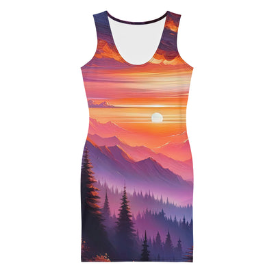 Ölgemälde der Alpenlandschaft im ätherischen Sonnenuntergang, himmlische Farbtöne - Langes Damen Kleid (All-Over Print) berge xxx yyy zzz