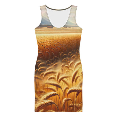 Ölgemälde eines bayerischen Weizenfeldes, endlose goldene Halme (TR) - Langes Damen Kleid (All-Over Print) xxx yyy zzz