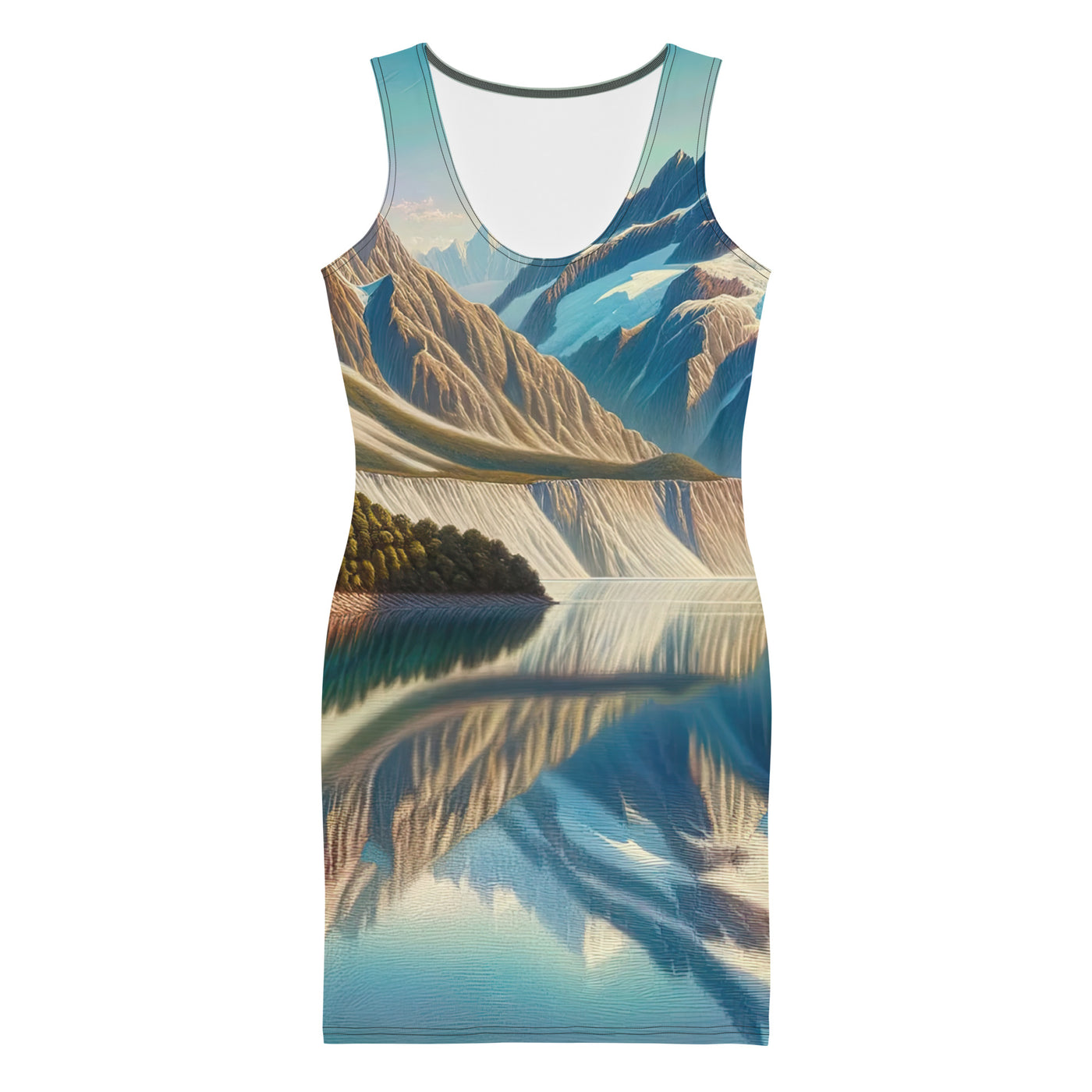 Ölgemälde eines unberührten Sees, der die Bergkette spiegelt - Langes Damen Kleid (All-Over Print) berge xxx yyy zzz XL