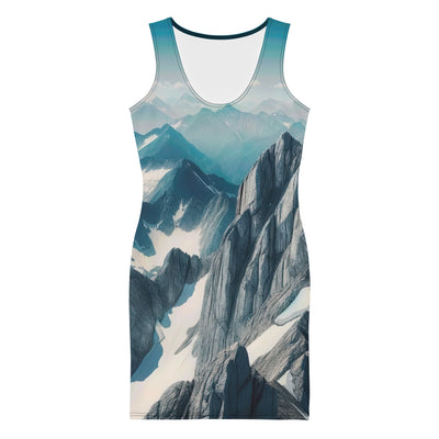 Foto der Alpen mit Gipfelkreuz an einem klaren Tag, schneebedeckte Spitzen vor blauem Himmel - Langes Damen Kleid (All-Over Print) berge xxx yyy zzz