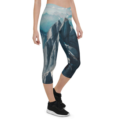 Foto der Alpen mit Gipfelkreuz an einem klaren Tag, schneebedeckte Spitzen vor blauem Himmel - Capri Leggings (All-Over Print) berge xxx yyy zzz