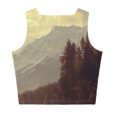 Landschaft mit Bergen, Fluss und Bäumen - Malerei - Damen Crop Top (All-Over Print) berge xxx