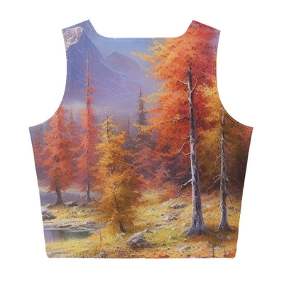 Landschaftsmalerei - Berge, Bäume, Bergsee und Herbstfarben - Damen Crop Top (All-Over Print) berge xxx