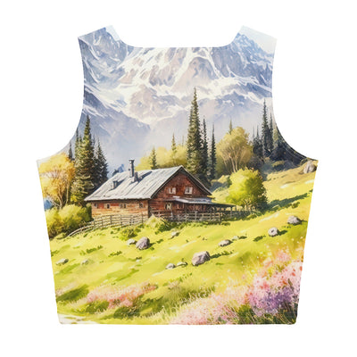 Epische Berge und Berghütte - Landschaftsmalerei - Damen Crop Top (All-Over Print) berge xxx