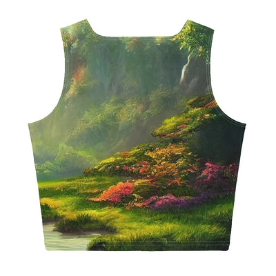 Bach im tropischen Wald - Landschaftsmalerei - Damen Crop Top (All-Over Print) camping xxx