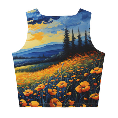 Berglandschaft mit schönen gelben Blumen - Landschaftsmalerei - Damen Crop Top (All-Over Print) berge xxx