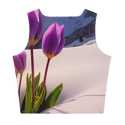 Tulpen im Schnee und in den Bergen - Blumen im Winter - Damen Crop Top (All-Over Print) berge xxx