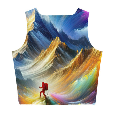 Alpen im Farbsturm mit erleuchtetem Wanderer - Abstrakt - Damen Crop Top (All-Over Print) wandern xxx yyy zzz