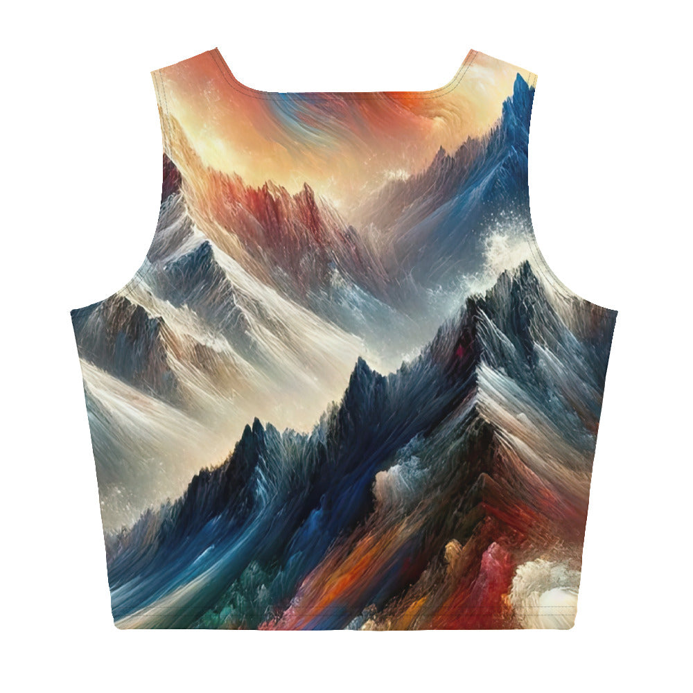 Expressionistische Alpen, Berge: Gemälde mit Farbexplosion - Damen Crop Top (All-Over Print) berge xxx yyy zzz