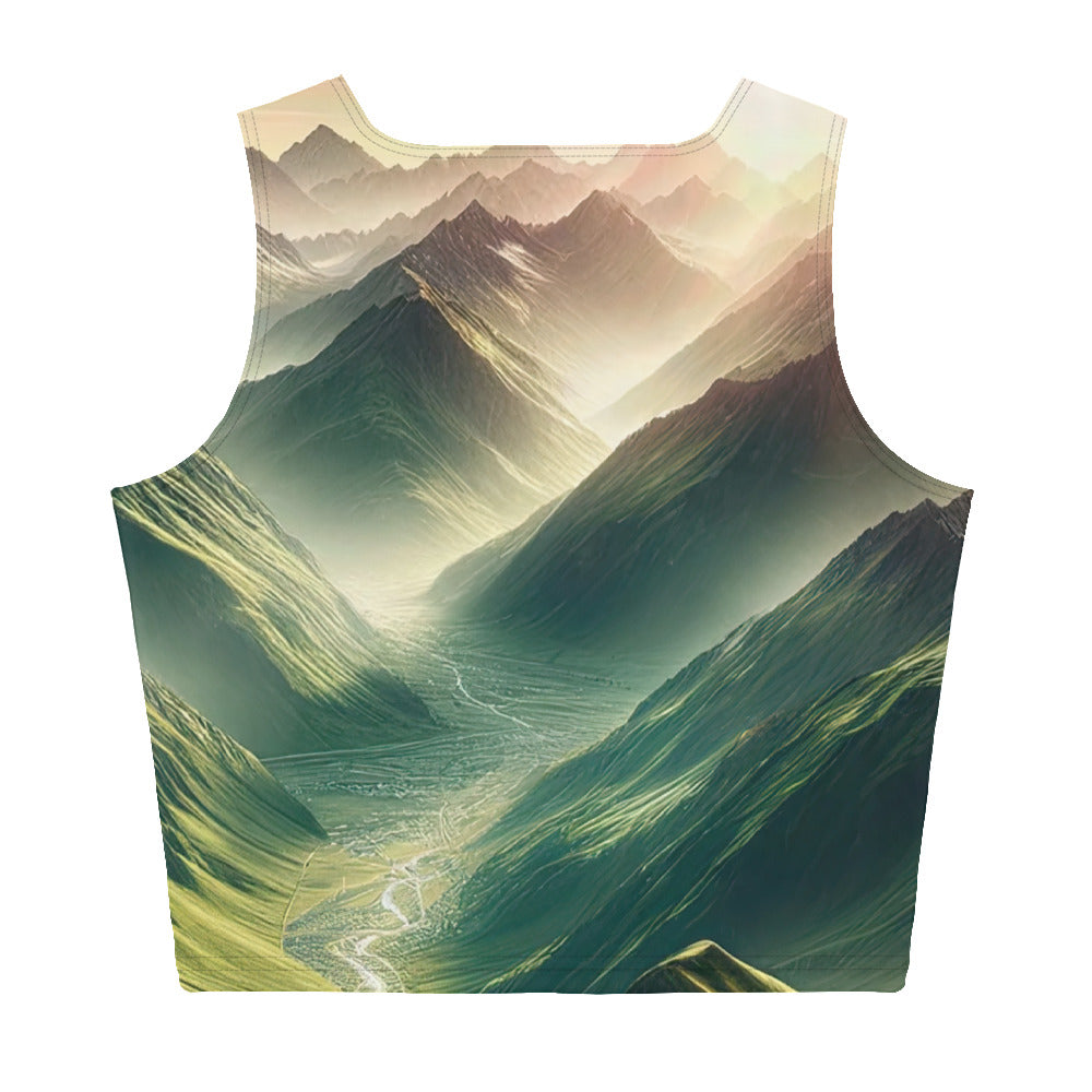 Alpen Gebirge: Fotorealistische Bergfläche mit Österreichischer Flagge - Damen Crop Top (All-Over Print) berge xxx yyy zzz XL