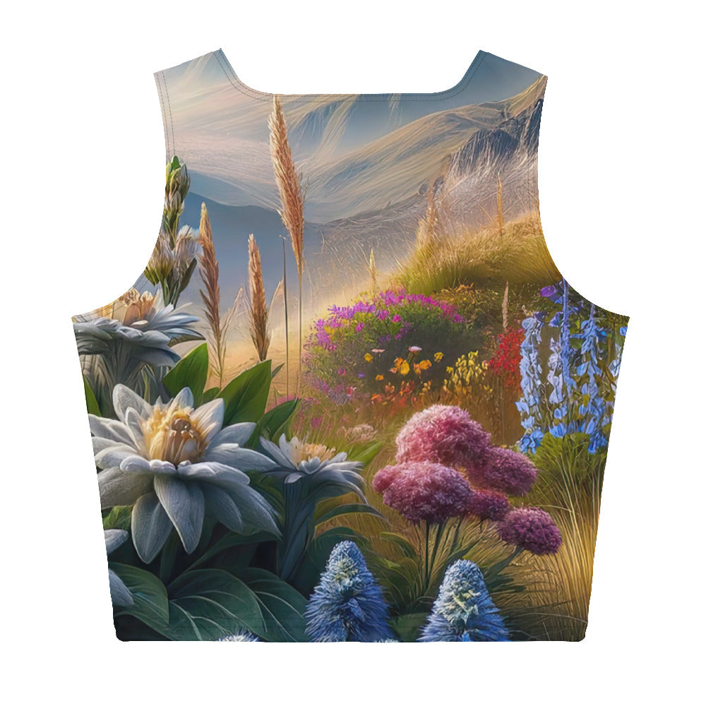 Alpine Flora: Digitales Kunstwerk mit lebendigen Blumen - Damen Crop Top (All-Over Print) berge xxx yyy zzz