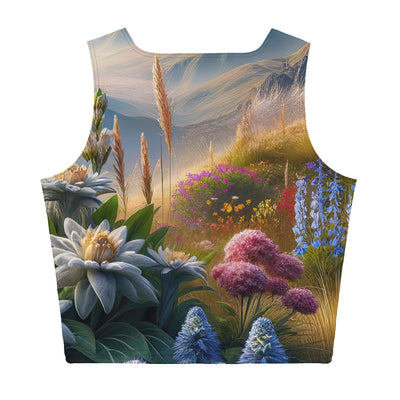 Alpine Flora: Digitales Kunstwerk mit lebendigen Blumen - Damen Crop Top (All-Over Print) berge xxx yyy zzz
