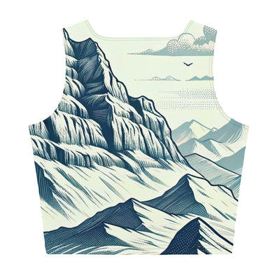 Ausgedehnte Bergkette mit dominierendem Gipfel und wehender Schweizer Flagge - Damen Crop Top (All-Over Print) berge xxx yyy zzz