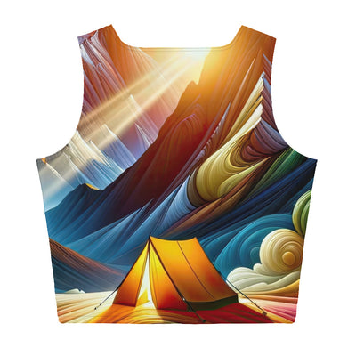 Abstrakte Bergwelt in lebendigen Farben mit Zelt - Damen Crop Top (All-Over Print) camping xxx yyy zzz