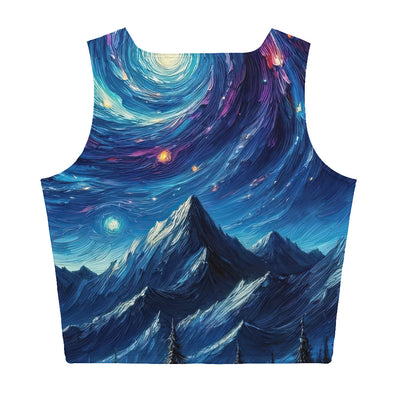 Sternennacht über den Alpen inspiriertes Ölgemälde, mystischer Nachthimmel in Blau - Damen Crop Top (All-Over Print) camping xxx yyy zzz