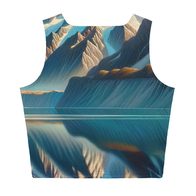 Ölgemälde eines unberührten Sees, der die Bergkette spiegelt - Damen Crop Top (All-Over Print) berge xxx yyy zzz