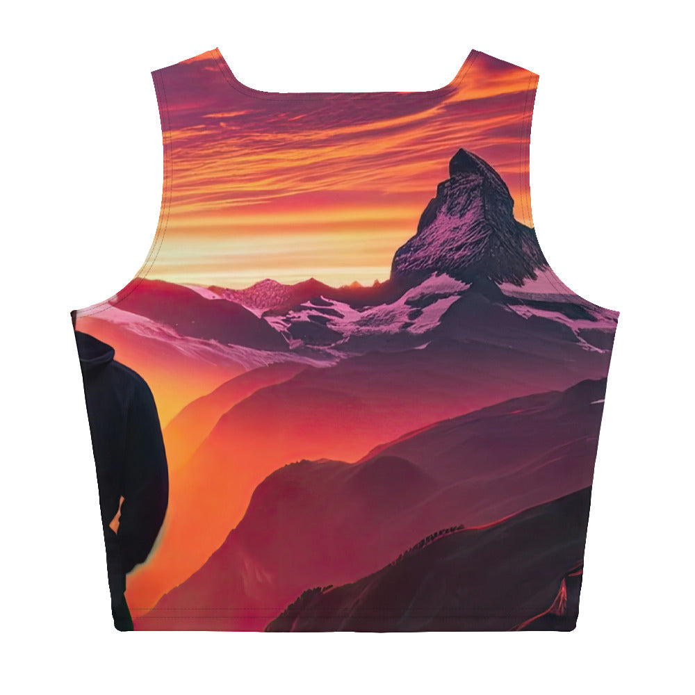 Foto der Schweizer Alpen im Sonnenuntergang, Himmel in surreal glänzenden Farbtönen - Damen Crop Top (All-Over Print) wandern xxx yyy zzz