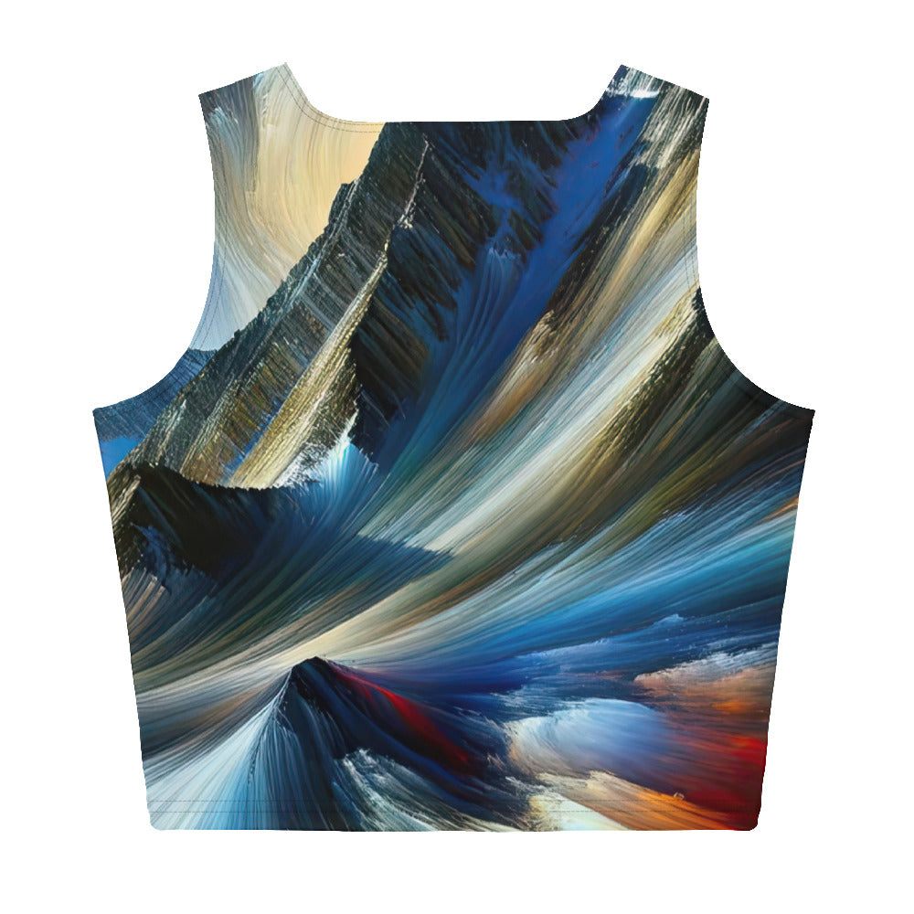 Foto der Alpen in abstrakten Farben mit Bergsteigersilhouette - Damen Crop Top (All-Over Print) wandern xxx yyy zzz XL