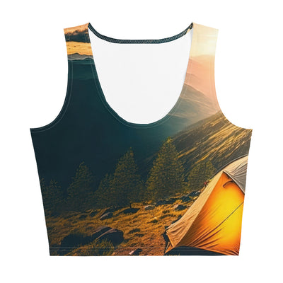 Zelt auf Berg im Sonnenaufgang - Landschafts - Damen Crop Top (All-Over Print) camping xxx