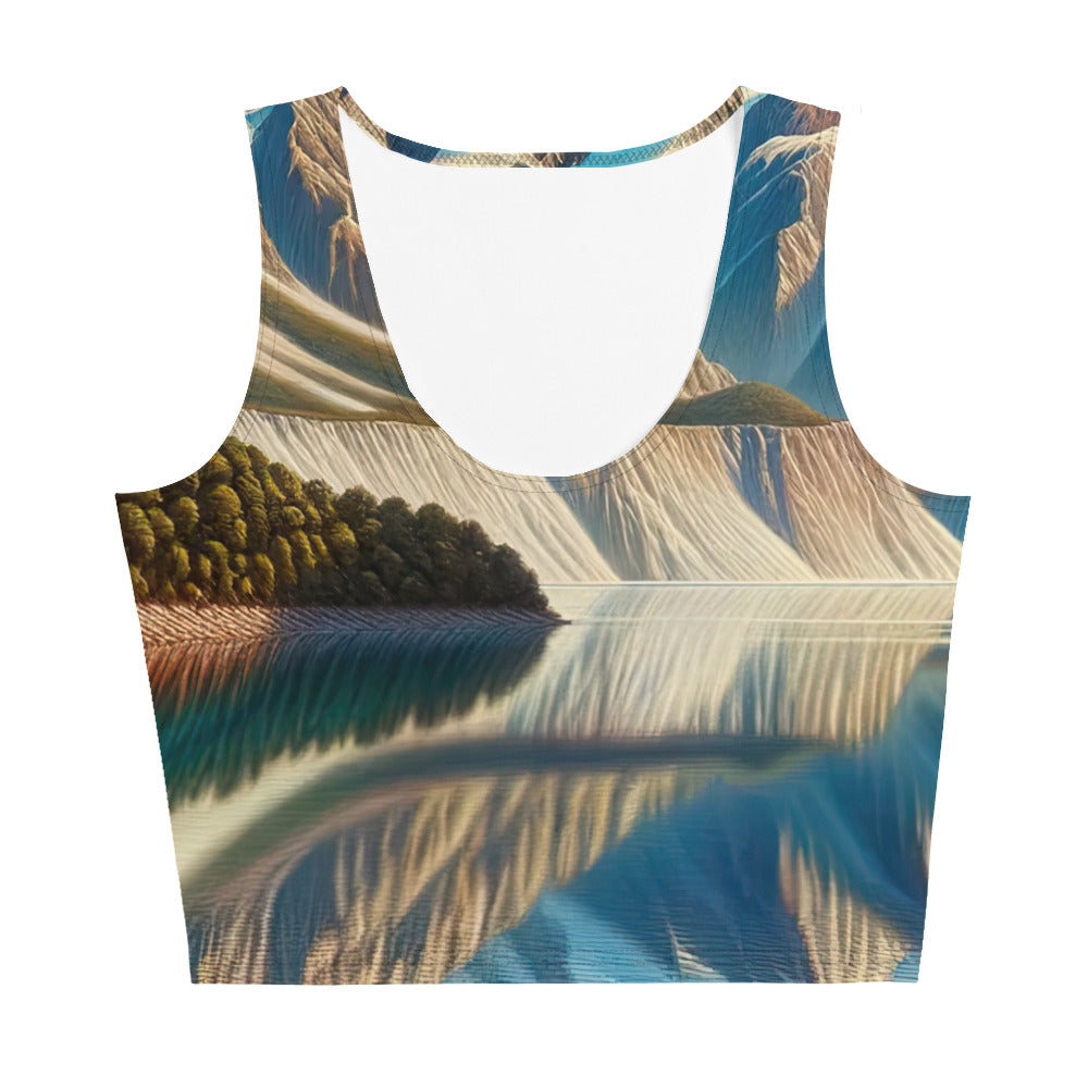 Ölgemälde eines unberührten Sees, der die Bergkette spiegelt - Damen Crop Top (All-Over Print) berge xxx yyy zzz