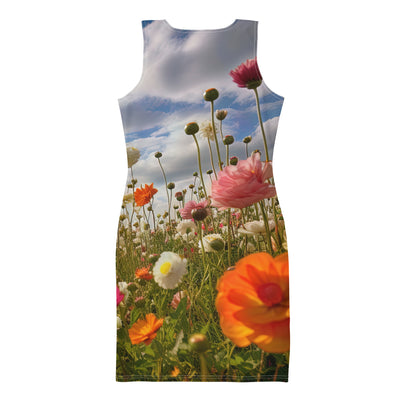 Blumenfeld und Sonnenschein - Langes Damen Kleid (All-Over Print) camping xxx