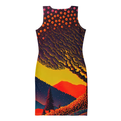 Berge und warme Farben - Punktkunst - Langes Damen Kleid (All-Over Print) berge xxx