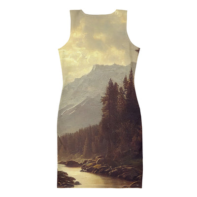 Landschaft mit Bergen, Fluss und Bäumen - Malerei - Langes Damen Kleid (All-Over Print) berge xxx